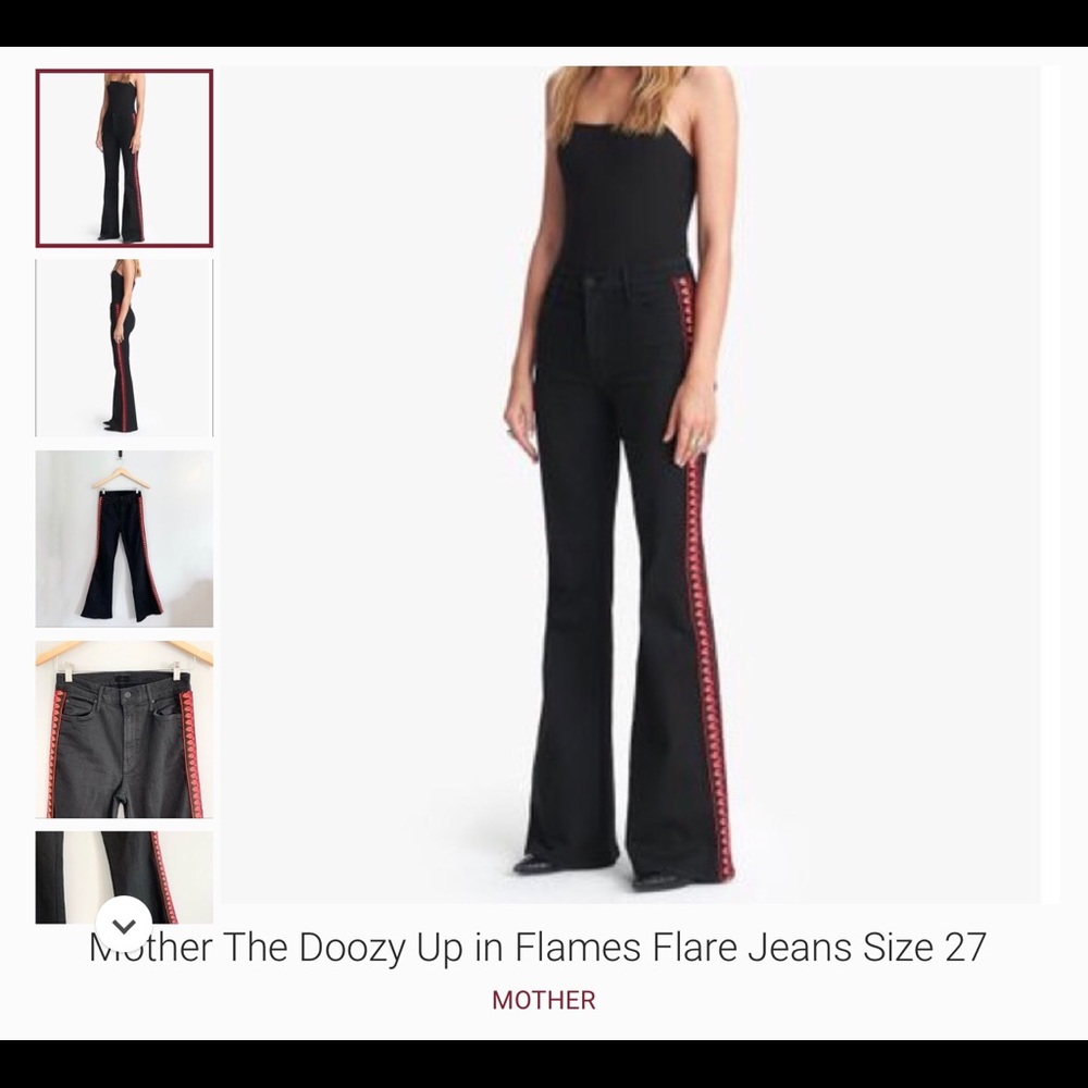 Mother The Doozy Up in Flames Flare Jeans Size 27